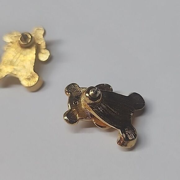 Avon Gold Tone Teddy Bear Earrings 1998 - Picture 3 of 3